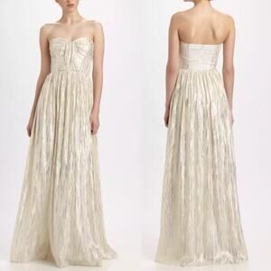 ERIN Erin Fetherston Silk Blend Coralie Metallic Strapless Formal Gown - 10